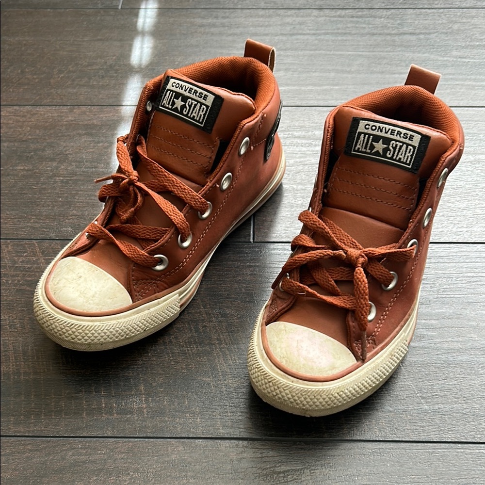 Converse Kids' Brown Mid-Top leather Sneakers size US 2